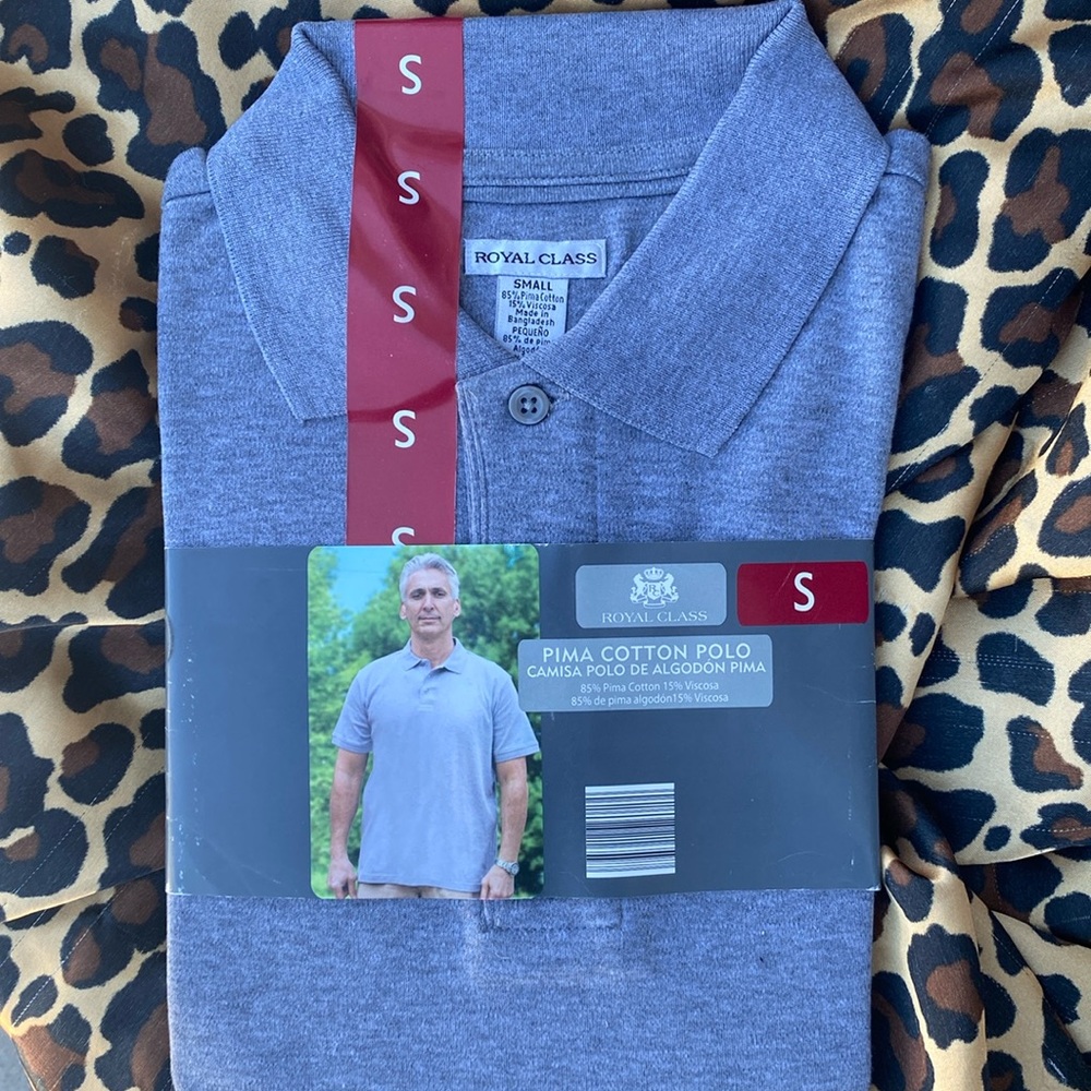 Royal Class Men's Pima Cotton/Viscose Polo Non-Roll Callar ~ Size: Small